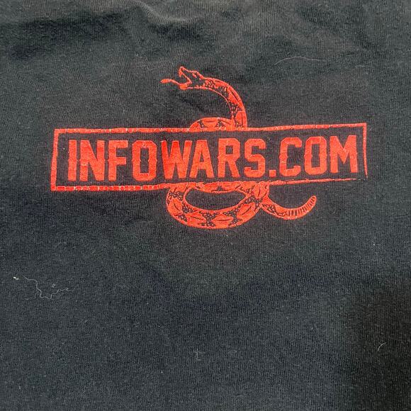 Info Wars Men XL Black Graphic Tee Liberty or Death Don’t Tread on Me - Picture 4 of 7
